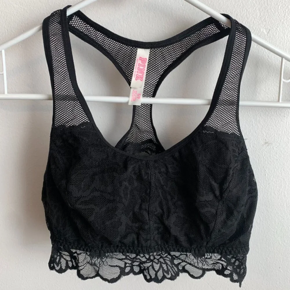 Victoria's Secret Black Lace & Mesh Racerback Bralette